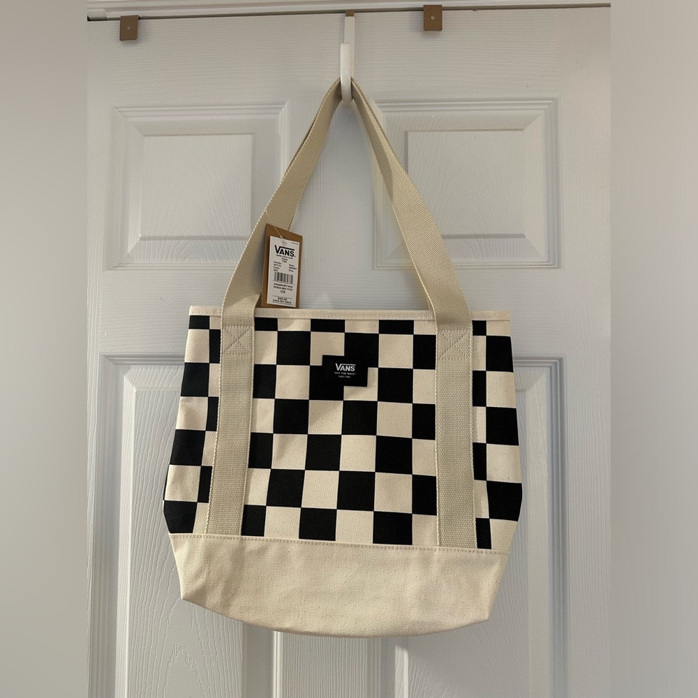 Vans Checkered Midi Tote Bag, Black/Cream, NWT